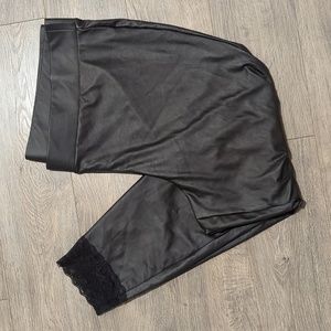 LAST CHANCE Torrid Faux Leather Lace Trim High Rise Leggings